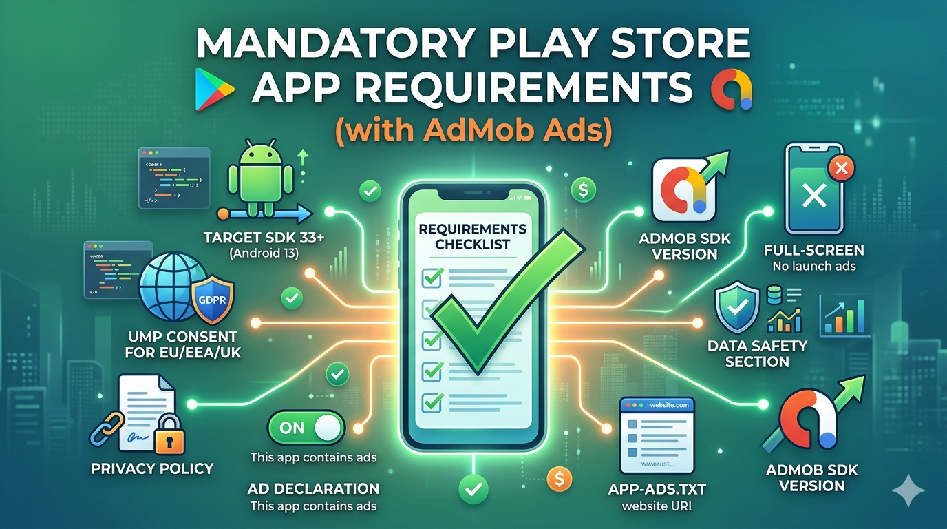 Mandatory Requirements for Play Store App with Ads (AdMob)
